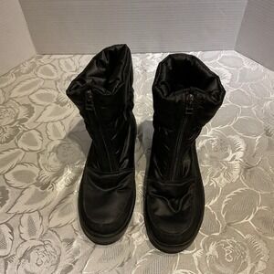 Kuiper Winter Boots Womens Size 7 Black Excellent Puffer Front Zip Platform